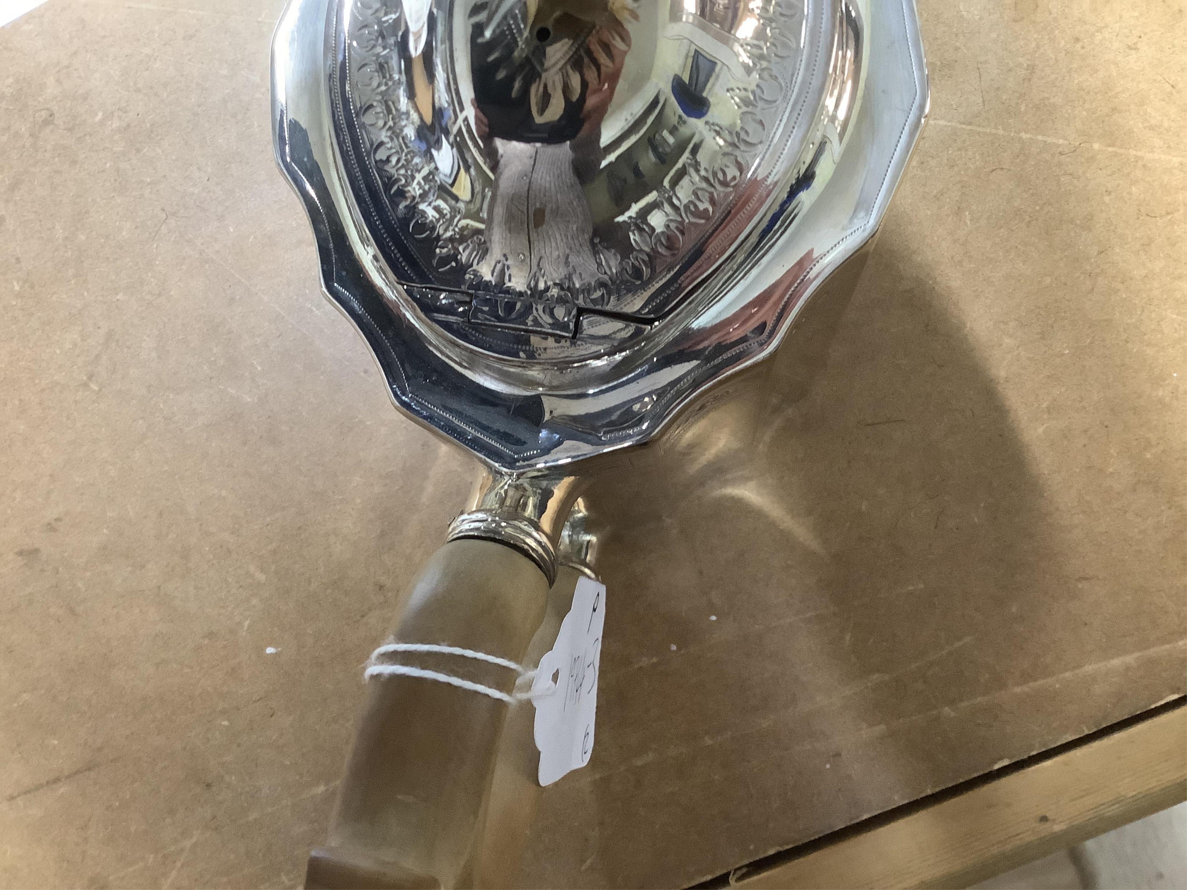 A George III bright cut engraved silver teapot and matching stand by Robert Hennell I